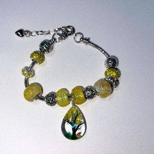 European Pandora Style Bracelet w/Tree of Life Pendant & Snake Chain w/Clasp